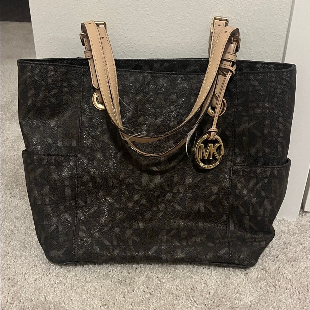 Michael Kors Black and Tan Tote Bag